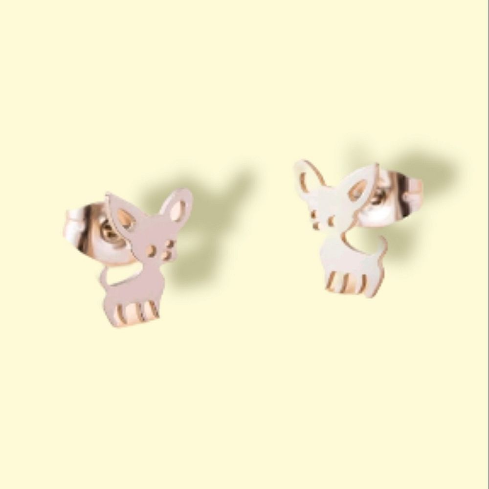 Chihuahua Small Minimalist Silver Stud Earrings